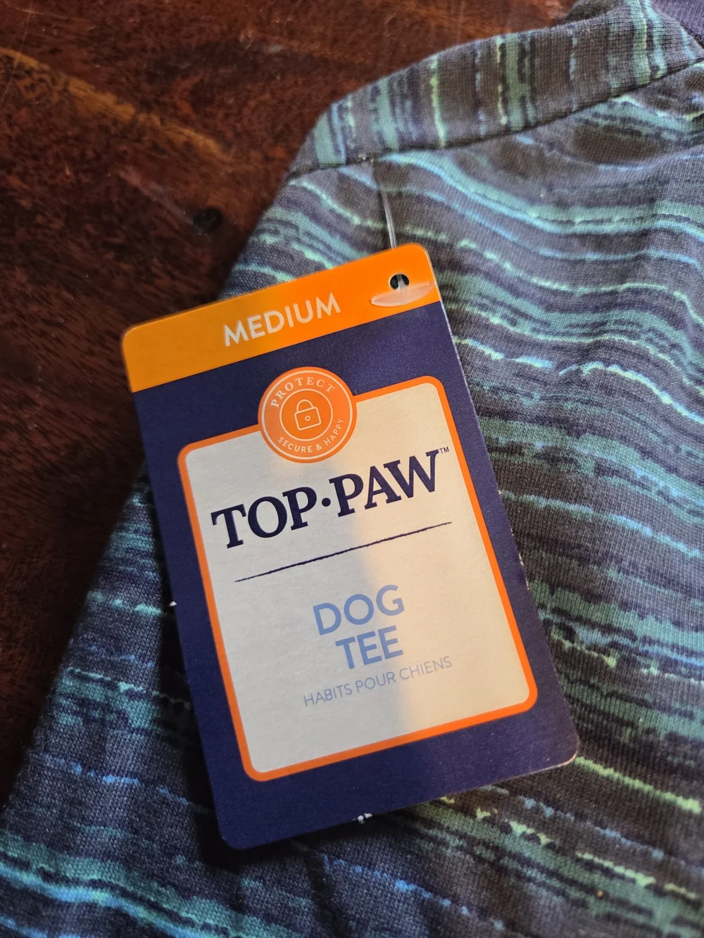 Top Paw Navy and Teal Striped Short Sleeve Dog Tee